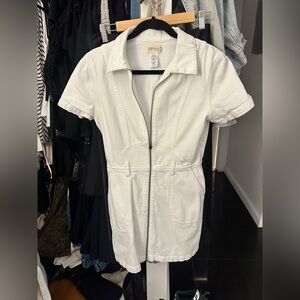 Alice + Olivia White Denim Zip up dress